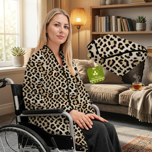 Manta Poncho de Forro Polar para Silla de Ruedas con Broches, Largo hasta la Rodilla, Lavable a Máquina - Product Image 1