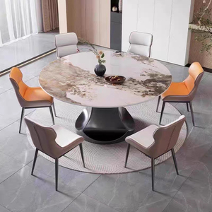 <span class=keywords><strong>Tavolo</strong></span> da Pranzo <span class=keywords><strong>Rotondo</strong></span> Moderno <span class=keywords><strong>con</strong></span> Piatto Girevole Lazy Susan, Grande Piano in Ardesia, per <span class=keywords><strong>Cucina</strong></span> Familiare da 8-10 Persone. - Product Image 2