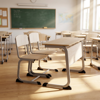 Meubles de classe, ensemble scolaire en bois, bureau d'étude double pour étudiants et chaise pour collège et école