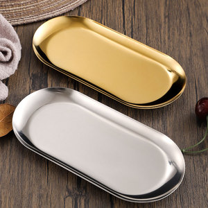Stainless Steel Oval Serving Tray Thickened Nordic Style For Dessert Barbecue <b>Dipping</b> Sauce Dish - Product Image 3