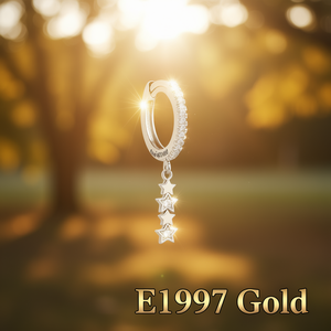 E1997 Pendientes de aro chapados en oro con colgante de cristal de estrella para mujer, joyería de moda - Product Image 2