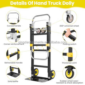 Chariot à main robuste 3-en-1 en alliage d'aluminium avec plateforme à 2 roues pour déménagement et stockage professionnels (60x90cm) - Product Image 2
