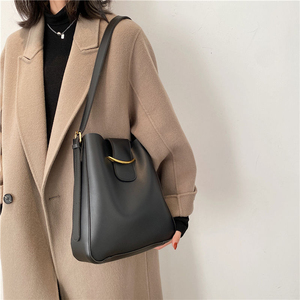 2 Pcs/set Vintage Simple <b>Small</b> PU Leather Bucket Crossbody Bags for Women Designer Lady Luxury Black Shoulder <b>Handbags</b> - Product Image 6