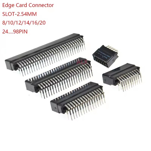 Right Angle Edge Card Connector Slot 2.54 mm Pitch 8/10/12/16/18/20/28/30/36/40/50/60/72/80/98 Pin PCB Gold Finger Socket