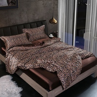 Vente en gros Parure de lit en soie lavée motif grain de léopard de luxe Parure de lit Parure de lit