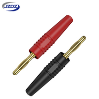 JZDZ Prise banane plaquée or soudée de 2 mm avec gaine isolante en PVC 30Vac-60Vdc/Max.10A J.10005