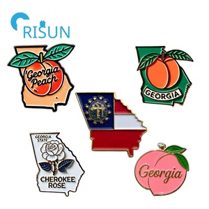 Fabricación Metal esmalte EE. UU. <span class=keywords><strong>Georgia</strong></span> recuerdo bandera estado mapa pines personalizado <span class=keywords><strong>Georgia</strong></span> melocotón estado solapa Pin personalizado <span class=keywords><strong>Georgia</strong></span> Pin - Product Image 1