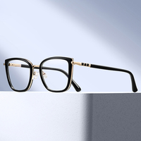 Lunettes anti-lumière bleue pour femmes MS 97822, monture géométrique TR+Métal, décorations gaufrées sur les branches, légères et polyvalentes