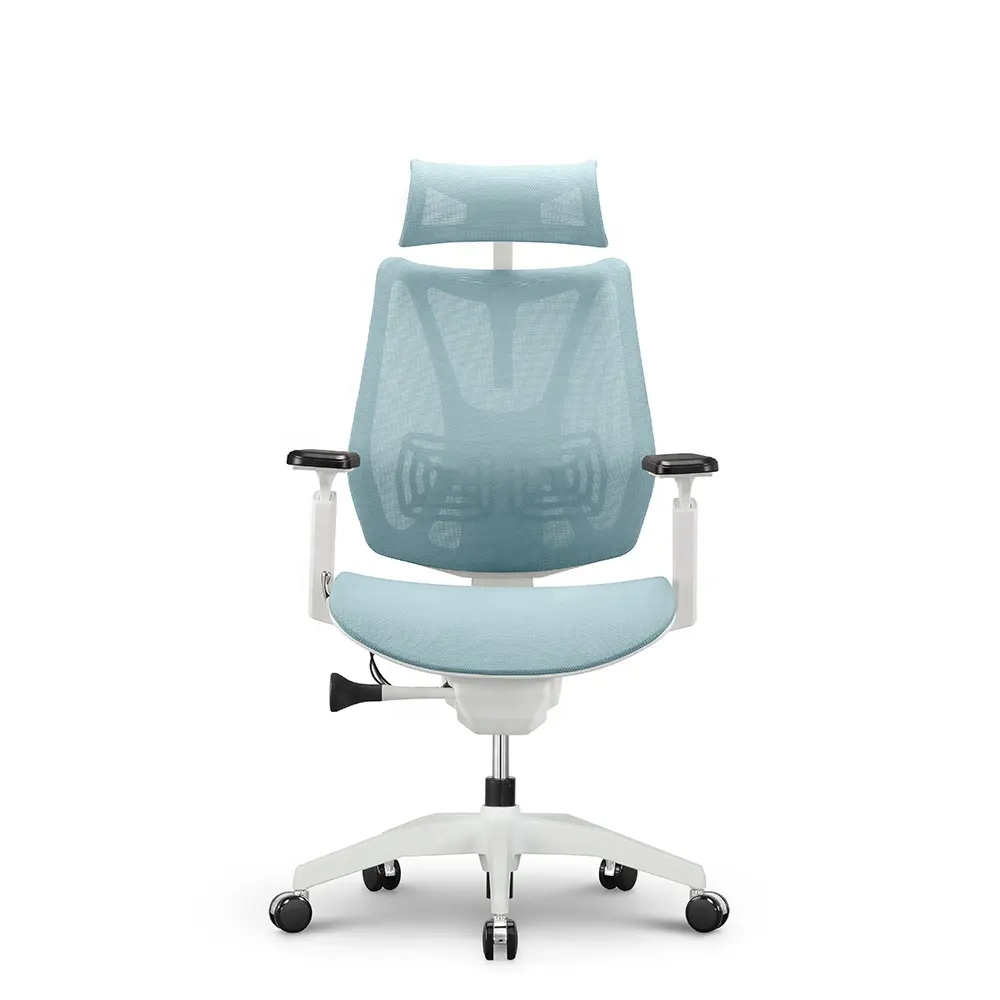 Ergonômico azul malha tecido fabricante moderno luxo ajustável encosto tecido giratório escritório malha tarefa cadeira
