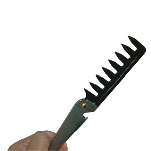 Pettine Pieghevole con Logo Personalizzato di Fabbrica, Denti Larghi e Grandi, Manico in Acciaio Inox, Denti in Plastica PC, Pettine Richiudibile da Viaggio e Salone - Product Image 4