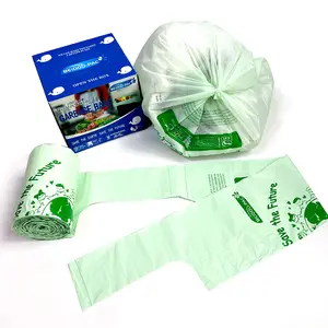 中国供应商定制标志环保100% 可生物降解携带聚背心塑料载体垃圾袋带标志