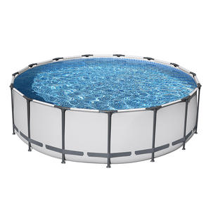 <span class=keywords><strong>Kit</strong></span> de Piscina redonda de PVC de gran capacidad sobre el suelo con cubierta de escaleras y marco para niños para uso familiar en el jardín trasero - Product Image 1