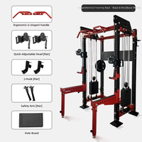 Machine de musculation multifonctionnelle Smith, rack à squats, crossover de câbles, banc de musculation, cadre en acier pliable, usage commercial pour salle de sport