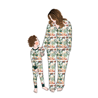Tenues assorties pour la famille, maman et moi, en bambou imprimé personnalisé, ensemble de pyjamas 2 pièces pour enfants, femmes et famille