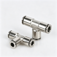 PE Tee Pneumatic Quick Connector Nickel Plated Brass Air Pipe Push Fit Fitting High Pressure Corrosion Resistant PE4/6/8/10/12