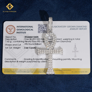 Colgante de cruz de plata de ley 925 con diamante cultivado en laboratorio, joyería IGI de lujo, brillante, de moda popular, religiosa, hecha a medida. - Product Image 1