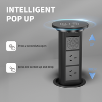 Prise motorisée escamotable sans fil USB, prise intelligente de table, prise d'îlot de cuisine IP44 10A 3 prises en alliage d'aluminium