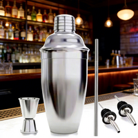 Ensemble de shaker à cocktails Camol personnalisé 5 pièces, shaker de 750 ml avec doseurs de 15/30 ml, pailles verseuses, kit de barman en acier inoxydable