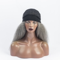 Gris Kinky Straight Bandeau Perruques de Cheveux Humains Pour Les Femmes Noires 12A Sel et Poivre Perruque de Cheveux Humains