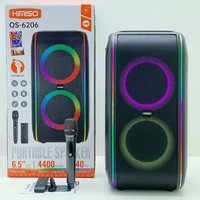 Haut-parleur Bluetooth 5.3 QS-6206 pour le commerce international, double haut-parleur de 6,5 pouces 40W avec batterie intégrée, idéal pour le KTV à domicile et les événements extérieurs