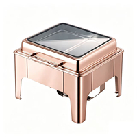 Liantong Fabrik Liefert Elektrischen Roségold Quadratischen Edelstahl Speisenwärmer 6 Liter Chafing Dish für Hotel-Buffet