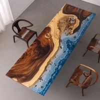 Grande table à manger en résine époxy, excellente qualité, design européen, table à manger pour bureau, salle de réunion, hôtel, villa
