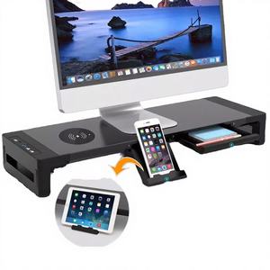 Support de moniteur PC à double ventilateur avec organisateur, transmission de données USB 3.0 et chargement sans fil (en plastique) - Product Image 3