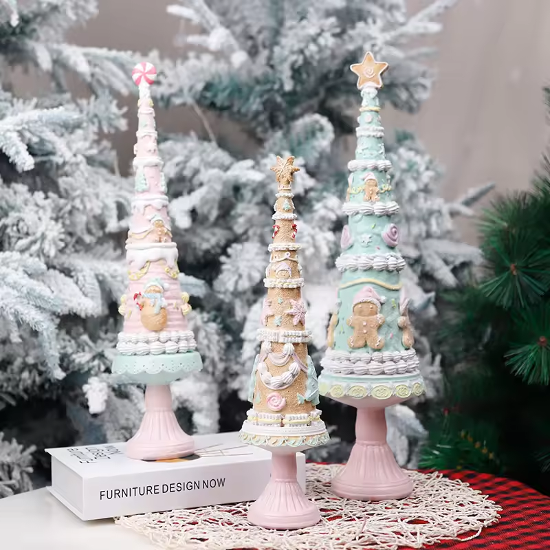 2024 Redeco nueva llegada lindos adornos de árbol de Navidad de resina Rosa decoraciones para árboles de Navidad artesanías de Navidad