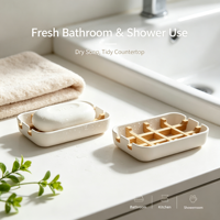 Support de plateau de service en bambou sans plastique personnalisé support de barre de lotion de salle de bain avec plateau en bambou de drainage