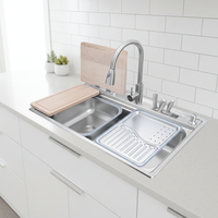 Évier de cuisine rectangulaire à niveaux en acier inoxydable brossé SUS304 KOARBE, grande taille, multifonctionnel, simplicité moderne