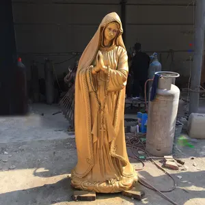 定制青铜宗教雕塑青铜玛丽亚雕像金色圣母玛利亚雕像