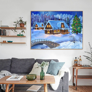Kit Completo per Diamond Painting Fai-da-Te, Bellissimi Paesaggi Invernali con <span class=keywords><strong>Casa</strong></span>, Molto Popolare per Decorazioni Domestiche - Product Image 3