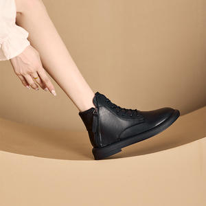 Botas de Mujer de Piel Auténtica Lavada, Estilo Coreano, con Cierre de Doble Cara, Transpirables, Otoño 2025 - Product Image 1