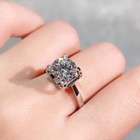 Bague de fiançailles solitaire 1 carat avec pierre principale, style tête de taureau à quatre griffes, diamant de laboratoire rond brillant, bague de mariage en or 18 carats
