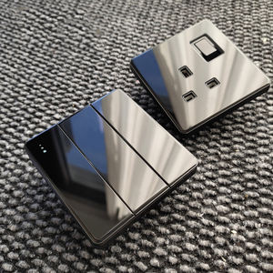 LangYeao saklar dinding kaca Tempered hitam UK 13A 1/2/3Gang soket saklar 3-arah Panel PC harga grosir untuk rumah tangga - Product Image 6