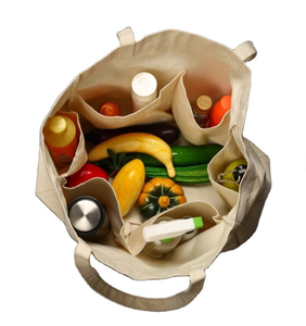 Bolsa de Compras de Lona de Algodón Natural Reciclada Personalizada, Bolsa de Lona con Múltiples Bolsillos - Product Image 3