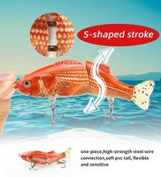 2 Bölümlü Eklemli Swimbait S-şekilli Sürme Hareketli Sert Balıkçılık Yemi, Yumuşak PVC Kuyruklu, Tek Parça Çelik Tel Bağlantılı