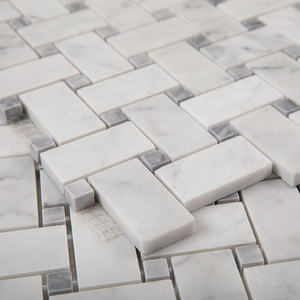 Lovdeco 10mm Basketweave italien Bianco Carrera marbre mosaïque carrelage Carrara blanc marbre pierre pour cuisine mur salle de bain <span class=keywords><strong>douche</strong></span> - Product Image 1