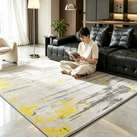 Grey Blue Watercolor Art Pattern Stain Resistant Bedroom Floor Rug