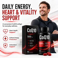 Coenzyme Q10 de qualité professionnelle 500mg Gélules molles Ubiquinone Énergie cardiaque & Vitalité cellulaire 60 Comprimés Supplément Vente en gros