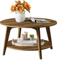 Table basse en pierre à 2 niveaux avec rangement, pieds coniques, transitions courbes, montage facile, pour salon, 31,5 D x 17,7 H pouces