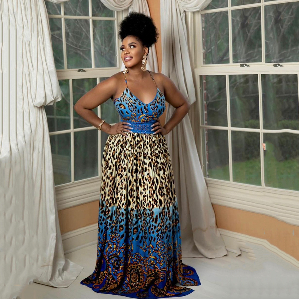 plus size leopard print dress Lina Backless Long Train Plus Size Leopard Dress main image 0
