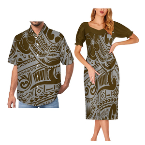 2024 le vendite autunnali hanno stampato i vestiti di <span class=keywords><strong>coppia</strong></span> taglie forti abiti da donna nuovo <span class=keywords><strong>vestito</strong></span> da Mumu e camicia da uomo - Product Image 1