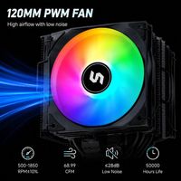ARGB CPU Air Cooler 6 Heatpipes PWM Fluid Bearing Tower Heatsink Plastic for Intel LGA1700/1200 AM5/AM4 Gaming Computer Case