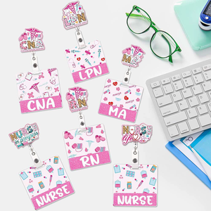 Nouveaux styles gommage vie acrylique RN CNA ER porte-Badge série médicale étudiant <span class=keywords><strong>en</strong></span> soins infirmiers RN Badge bobine infirmière cadeaux articles - Product Image 2