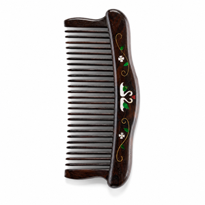 Atacado: Pente de Cabelo de Madeira Africana com Dentes Largos e Inlay de Cobre Acrílico, Logotipo Personalizado OEM ODM, Pente Desembaraçador para Mulheres e Homens B2B - Product Image 1