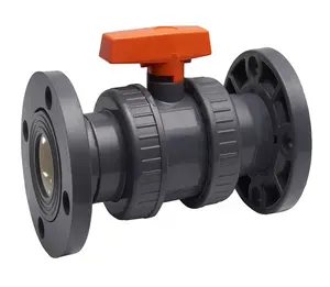 Ansi Cina Pabrik Kualitas Tinggi Air Cpvc PVC Plastik Double Union Ball Valve dengan Flanged