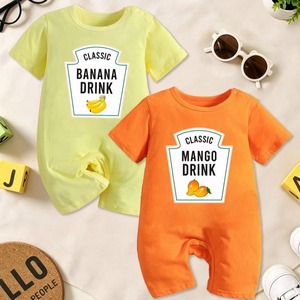 Ropa <span class=keywords><strong>de</strong></span> Bebé Unisex Recién Nacido, 100% Algodón Ecológico, Transpirable, Suave, Estampado por Transferencia <span class=keywords><strong>de</strong></span> Calor, Manga Corta, Botones a Presión - Product Image 1