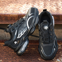 Chaussures de sécurité anti-écrasement pour hommes avec embout en acier, baskets de travail indestructibles à lacets rotatifs et semelle anti-perforation à coussin d'air