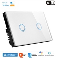 Interrupteur mural intelligent WiFi compatible avec Alexa et Google Home, commande vocale, application EWeLink, télécommande, norme AU/US, interrupteur intelligent pour éclairage